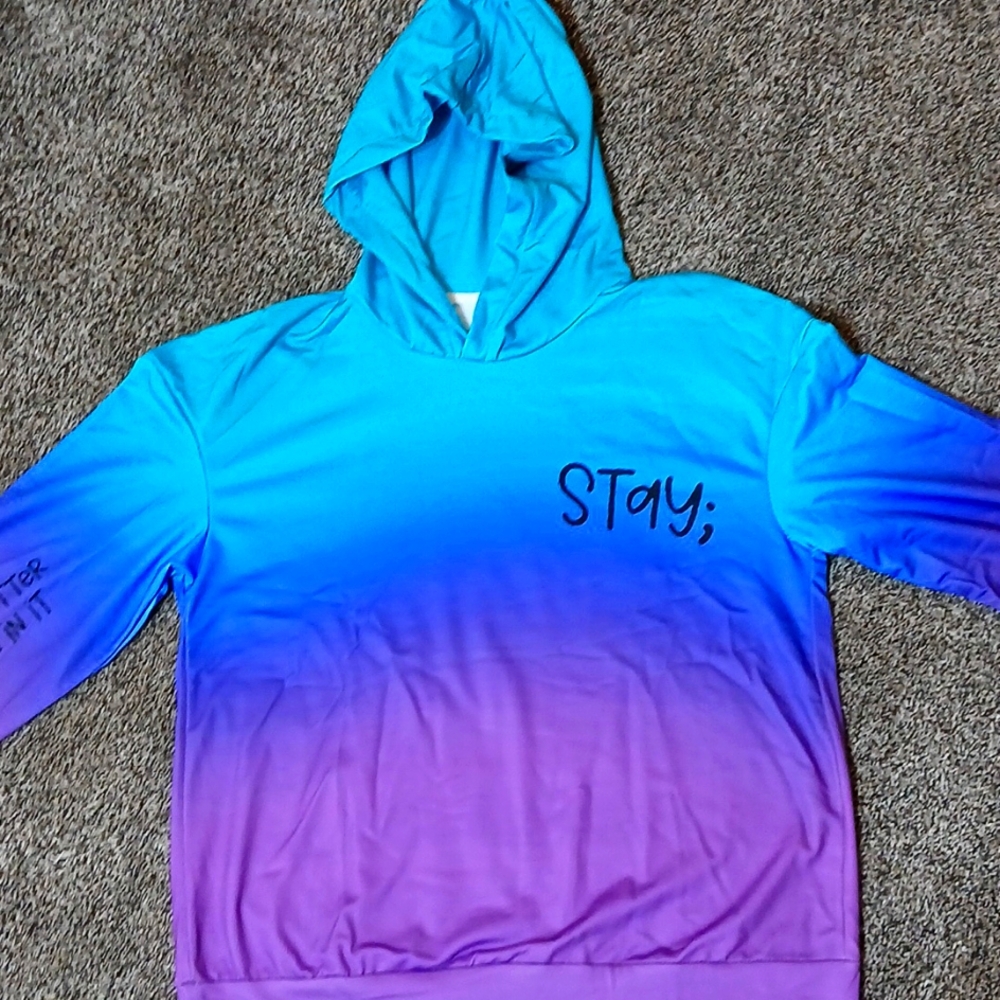 Semicolon "Stay;" Hoodie in Tie-Dye